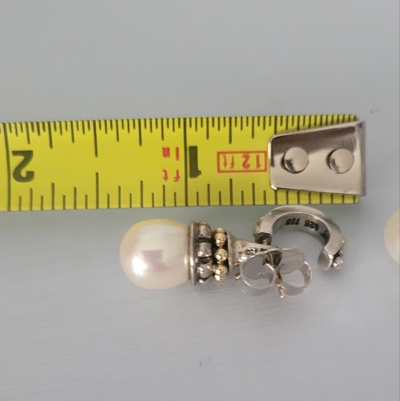 LAGOS Two-Tone Cultured Pearl Drop Earrings - Picture 6 of 9